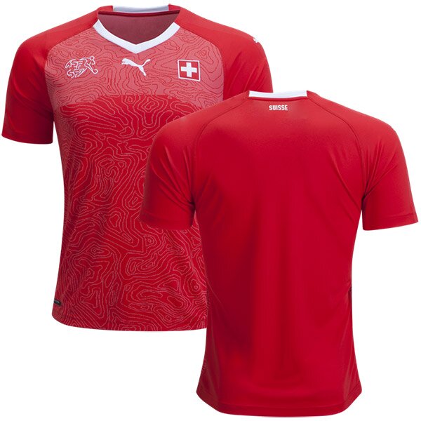 Switzerland Blank Men's Jersey - Red & White Home Short Shirt 2018 Soccer Puma